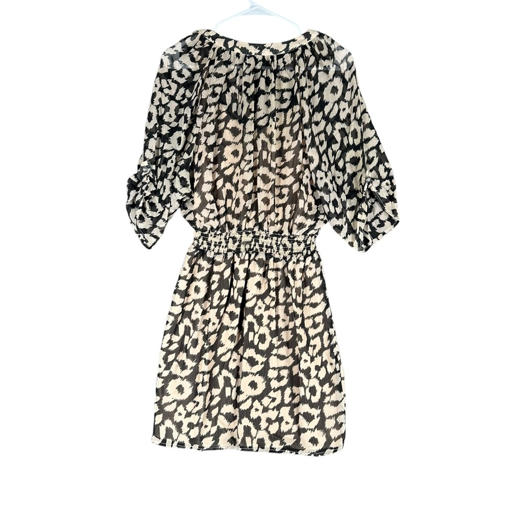 Express Women’s S Small Leopard Print Dress Cocktail Office Career Stretch Waist - Picture 2 of 16